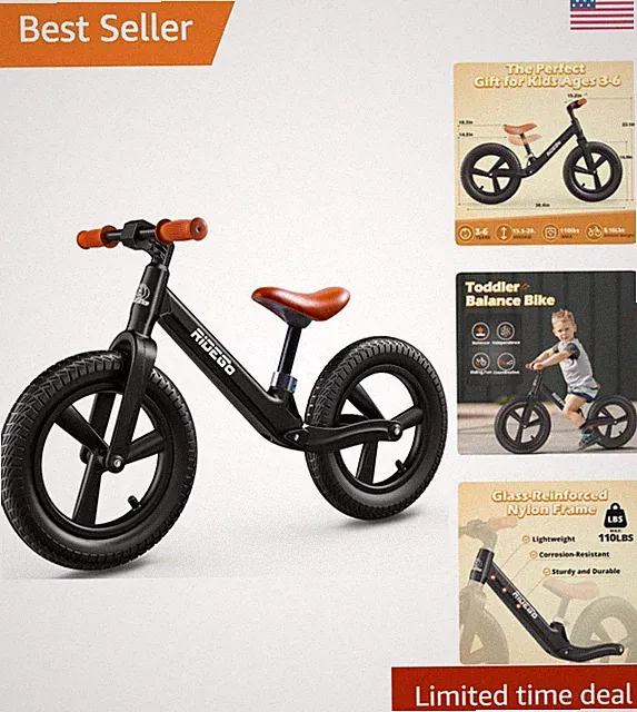 14-Inch Lightweight Balance Bike for Kids 3-6 - Adjustable Seat & Durable Tires
