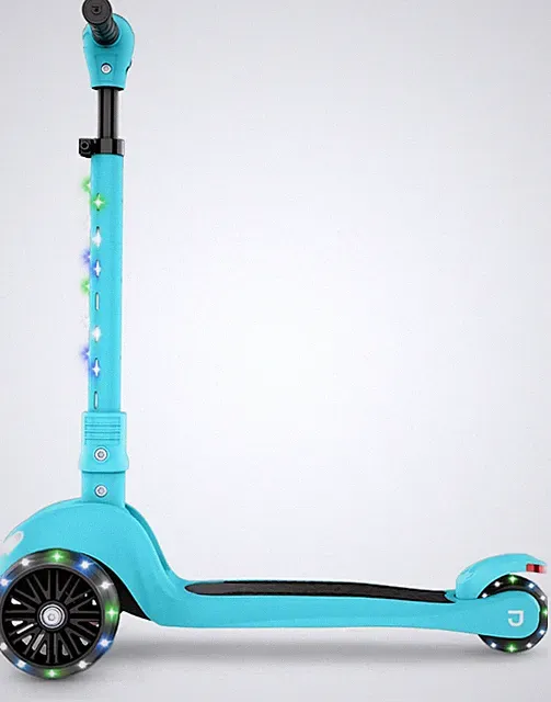 3-Wheel Light-Up Kick Scooter, Lights on Stem & Wheels, Height Adjustable Handle