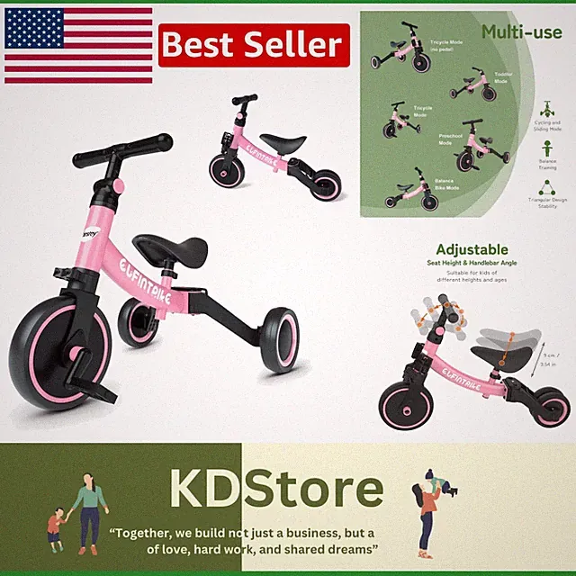 Ergonomic 5-in-1 Bicycle for Toddlers - Safety-First Tricycle for Little Riders