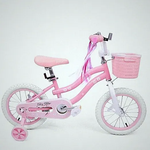 Girls Bike for Kids 3-5, Kids Bike with Training Wheels, Basket, Coaster 16"