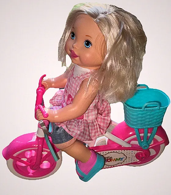 Little Mommy Learn To Ride Doll Bicycle Bike Basket Toy Mattel 2016 14”