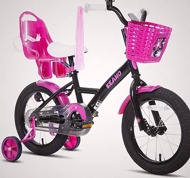 Zinnia Girls' Bike 14-20 Inch with Training Wheels, Basket & Doll Seat